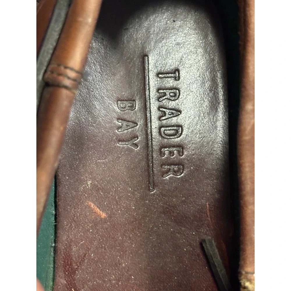 Trader Bay Mens Brown Leather Lug Sole Boat Shoes Moc Toe 77140 669 Size 9.5 D